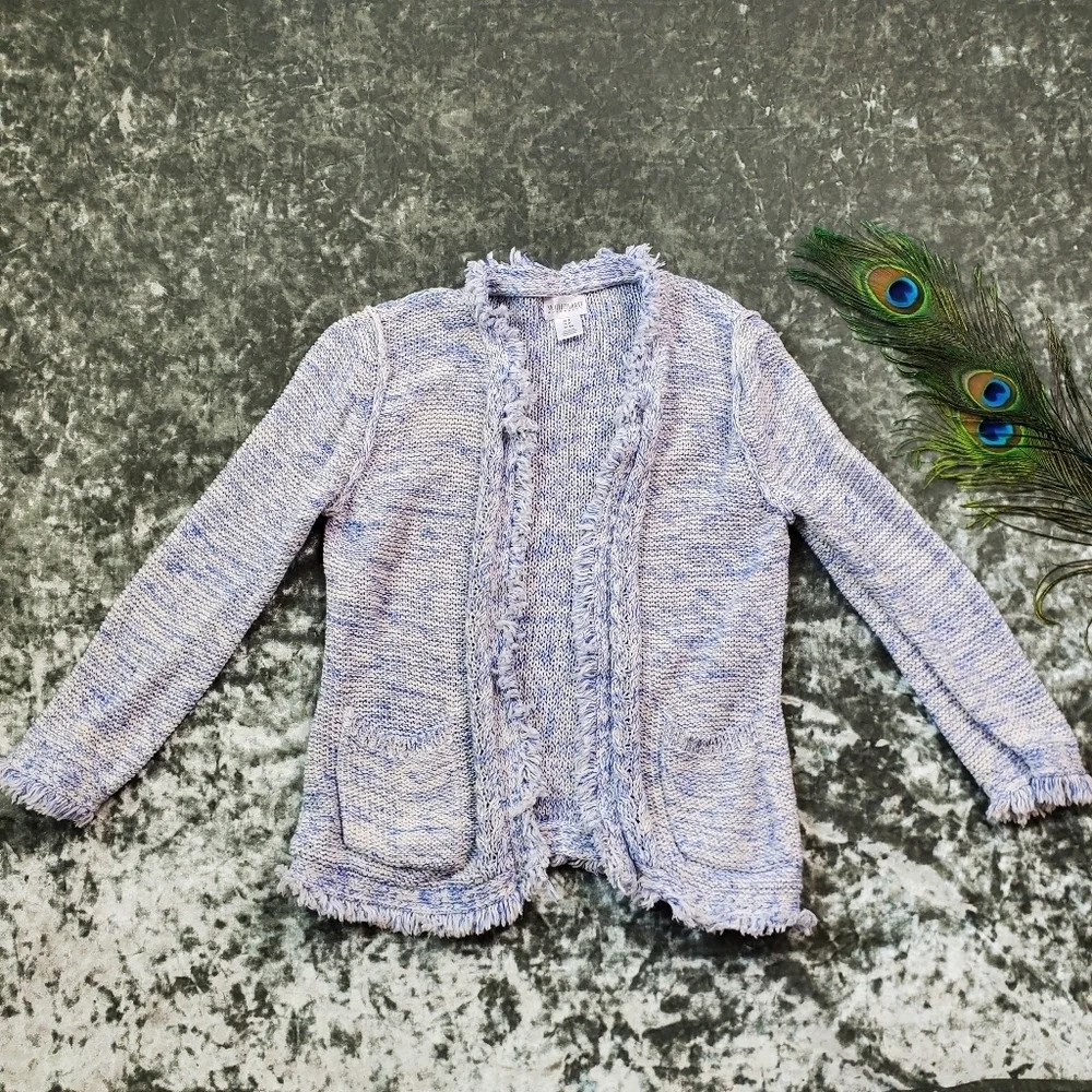 Motherhood Maternity Blue Knit Side Fringe‎ Cardigan